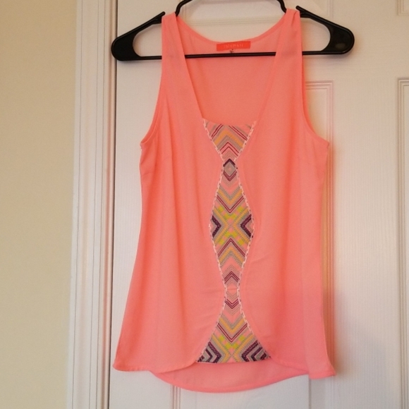 Lulumari Tops - Coral beaded semi fitted tank top blouse